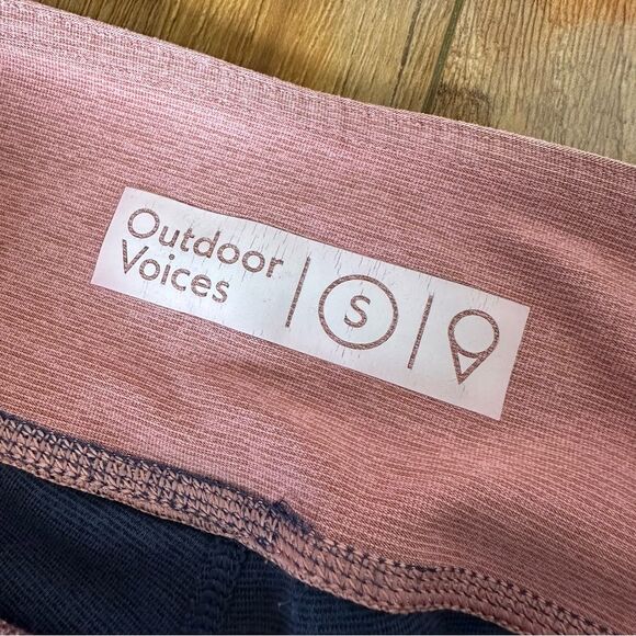 Outdoor Voices Women’s Tri Color Block Leggings Size Small Blue Burgundy Pink - Picture 3 of 8